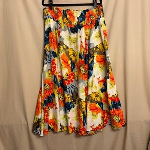Mix Nouveau NY L Vibrant Floral Multicolor Flowy A-Line Skirt